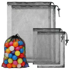 5258pbbr7699 Tweruna 4 Pcs Mesh Drawstring Bag Black Nylon Golf Ball Storage Bags Multipurp