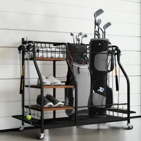Djsjsj26589 Unho Golf Storage Organiser Stand Rack Bags Balls Shoes Clubs With Lockable Wheels Uk