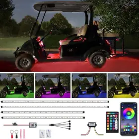 Uplights 744252389314 4 Pcs Golf Cart Underglow Lights Rgb Led Strip For Ezgo Yamaha Club Car
