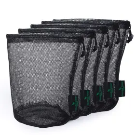 Bvp01 Usharedo 5pcs Nylon Mesh Drawstring Bag Sports Equipment Outdoor L Black