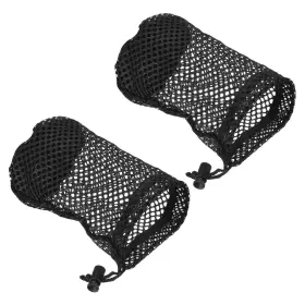 Uxcell 745065232767 2pcs 6.7 Inch X 4.3 Nylon Mesh Net Bag Drawstring Pouch For Golf Ball Storage Black