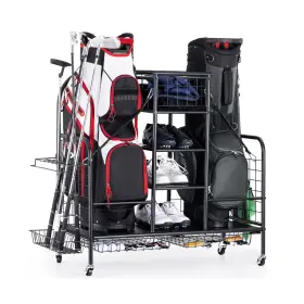 Vividwood 198168203675 Golf Bag Organizer For Garage Storage Stand Push Cart Men