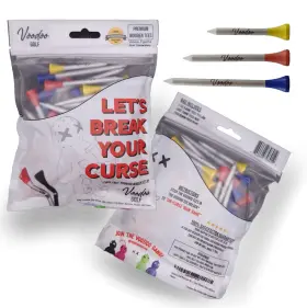 Voodoo Golf 860008796912 Premium Wooden Tees 2-1/8 Inch 54mm 2-3/4 70mm Mixed