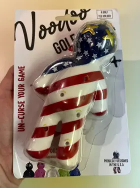 Voodoo Golf 860008796950 Ball Tee Holder Inch Uncurse Your Game Bag Gag Gift Usa Flag Decor