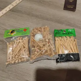 293561 Vtg. Texas Tees/ Z Tech 50 Count Each Plus Mystery Bag - Lot Natural Wood Golf Tee Packet New Old Stock Ztech
