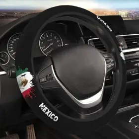 Vfsde23442 Vyheuai Mexico Flag Steering Wheel Cover Universal 15 Inch Car One Size Flag-4