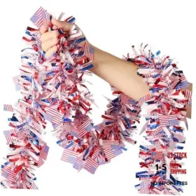 Wobenice Dlmt-02 50 Ft 4th Of July Garland With American Flags Red White And Blue 50ft-us Flag