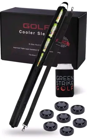 Wolvio 711841799458 Super Large Golf Beer Sleeve For Bag With Reusable Cold Original Black