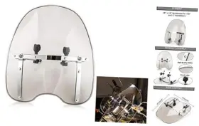 Ws0006sm-2 Ws0006 18 Inch X 16 Windshield Windscreen For 7/8 And 1 Handlebars Smoke