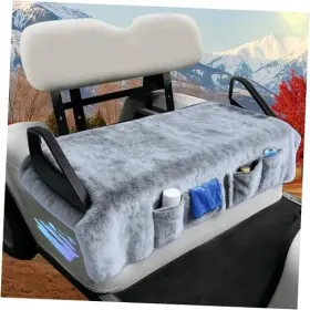 Wk-st1 Wuko-hunt Golf Cart Seat Covers - Soft Faux Rabbit Fur Towel Blanket With 4 Pockets