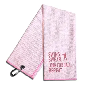 Rgt028 Wuuckoo Swing Swear Look For Embroidered Pink Golf Towel Funny Towels Bag W