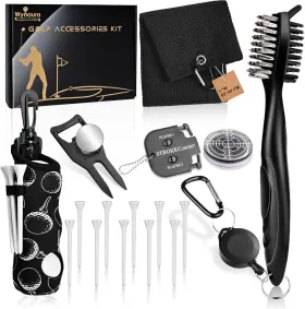 Wynaura 445013094050 17 Pcs Golf Accessories Kit Includes Cleaner Brush Towel Plastic Tees B