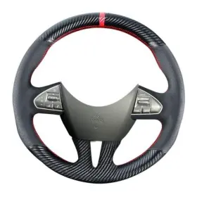 Kk-14-17-q-50 Xj Diy Carbon Fiber Steering Wheel Covers For Infiniti Q50 2014 2015 2016 2017