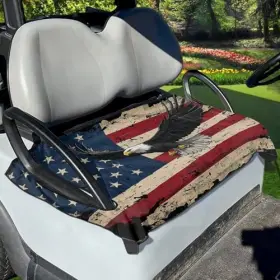 Yew-10631538cz47-1-171 Yewattles Golf Cart Seat Cover Portable Club Vintage American Flag And Eagle