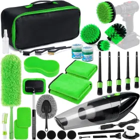 Yj008xc034lv Yjusmak 34pcs Car Cleaning Detailing Kit Interior Cleaner -with Portable Vacuum Clean