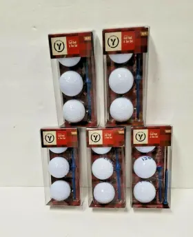 285697 Yorkshire 5 Piece Golf Ball And Tee Set Comes With 3 Balls 2 Tees Lot Of