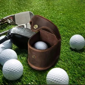 Hts-golf-cf5025 Yubro-studio Portable Vintage Leather Golf Ball Pouch Belt Clip Holder