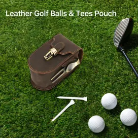Hts-golf-cf5026 Yubro-studio Vintage Leather Golf Ball Holder And Tees Pouch Belt Clip