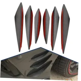 Yum191 Yumfugu Car Front Bumper Spoiler Kit Waterproof Soft Pvc Anti 6 Pcs Carbon Fiber Black