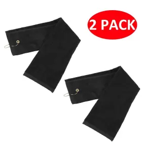 Yuyeran 787414648690 2 Pack Golf Fold Towel With Metal Carabiner Clip Sports Hiking Black 12inch X