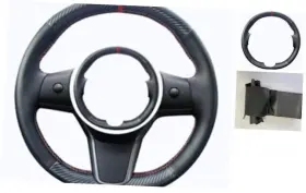 Fxp-tsl-md3 Yz Custom Carbon Fiber Steering Wheel Cover Hand Stitch On Wrap Microfiber