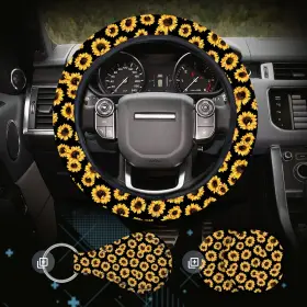 Sb-122 Zadin Sunflower Steering Wheel Cover Dreams Car Set Womens Delightful Yellow Acce