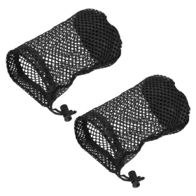 Zaplyte 680520466847 2 Pack 6.7 Inch X 4.3 Golf Ball Bag Nylon Drawstring Mesh Storage 12-16 Balls Black