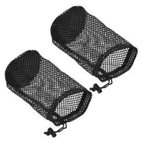 Zaplyte 745065232736 2pcs 8.7 Inch X5.1 Nylon Mesh Net Bag Drawstring Pouch For Golf Ball Storage Black