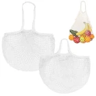 2 Pcs White Cotton Mesh Bag Washable Net String Grocery Long Short Handle New. Price: $20.22.
