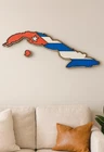 Map Wood Wall Decor Plaque With Cuban Flag Design, Red White Blue New. Price: $39.99.