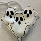 Triple Ghost Spooky Crossbody Purse Bag White Black Zipper Top New. Price: $24.99.