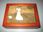 Cherry Wood Humidor Tobacco Cigarette Box Holder Woman Lady Golfer Used. Price: $22.00.