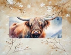 Highland Cow Themed Can Cooler, Free Ship, Neoprene, Insulated, Slap Wrap, Gifts New. Price: $9.25.