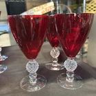 Morgantown Spanish Red Golf Ball Optic Crystal Wine Stems 6 7/8" Used. Price: $74.66.