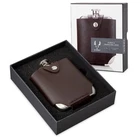 Viski Stainless Steel Flask With Traveling Case - Leather Wrap 5 Oz, Brown New. Price: $41.80.