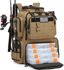 Bisklndn Tactical Fishing Backpack With Tackle Boxes, Rod Holders 50L, Brown New. Price: $103.36.