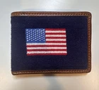 Smathers & Branson American Flag Needlepoint Wallet Navy Blue Brand New. Price: $199.99.