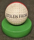 Vintage Golf Ball - Stolen From Westwood Park Red Striped Used. Price: $14.99.