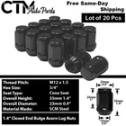 20X Black M12X1.5 Cone Seat Bulge Acorn Wheel Lug Nuts 3/4 Hex Fit Dodge Jeep New. Price: $23.09.