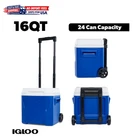 Igloo 16 Qt Laguna Hard Side Ice Chest Cooler With Wheels, Blue New. Price: $26.99.
