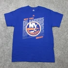 New York Islanders Shirt Mens Large Blue Majestic Graphic Tee Nhl Hockey Team Used. Price: $19.99.