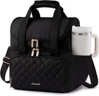 Insulated Lunch Box Bag Large Double Deck Adult Women Office Picnic Black New. Price: $46.18.