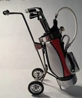 Mini Golf Bag Cart Caddy Holder W/set 3 Club Pens Desktop Gift 8" Used. Price: $7.00.