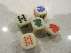 Poker Dice Alabaster Set Of 5 Gaming Travel Game +free Las Vegas Chip New. Price: $7.15.
