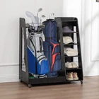 Golf Bag Organizer Rack With Wheels Dual Storage Stand For Garage Home Black New. Price: $129.99.