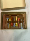Vintage Golf Tee Set Real Hide Made England Leather Scorecard Holder W/ Box Used. Price: $20.00.