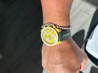 20MM Black Rubber Strap Yellow Stripe For Swatch "mission To The Sun" New. Price: $24.99.