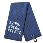 Dyjybmy Swing Swear Repeat Funny Blue Golf Towel, Embroidered Navy New. Price: $20.89.