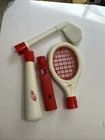 Nintendo Wii 4-PC Nerf Sports Accessory Set Golf Club, Bat, Tennis Used. Price: $21.99.