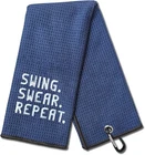 Dyjybmy Swing Swear Repeat Funny Blue Golf Towel, Embroidered Navy Bags Clip, New. Price: $24.07.
